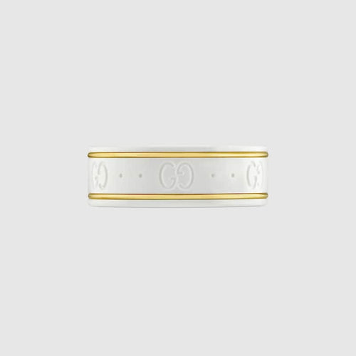 18K Double Gucci Icon White Zirconia Ring