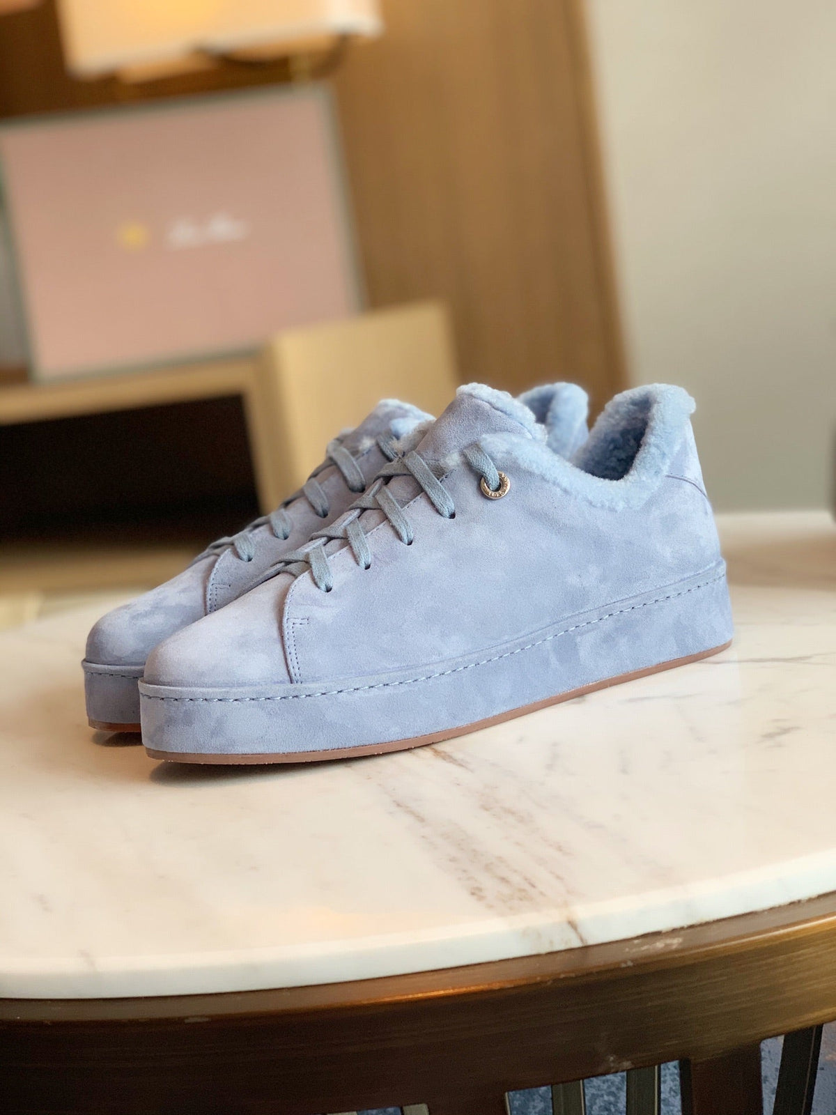 LORO PIANA WINTER NUAGES SNEAKERS SAPPHIRE LAMBSKIN