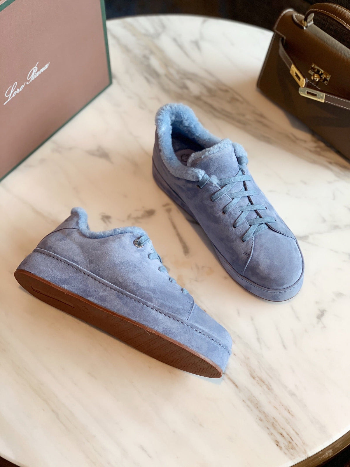 LORO PIANA WINTER NUAGES SNEAKERS SAPPHIRE LAMBSKIN