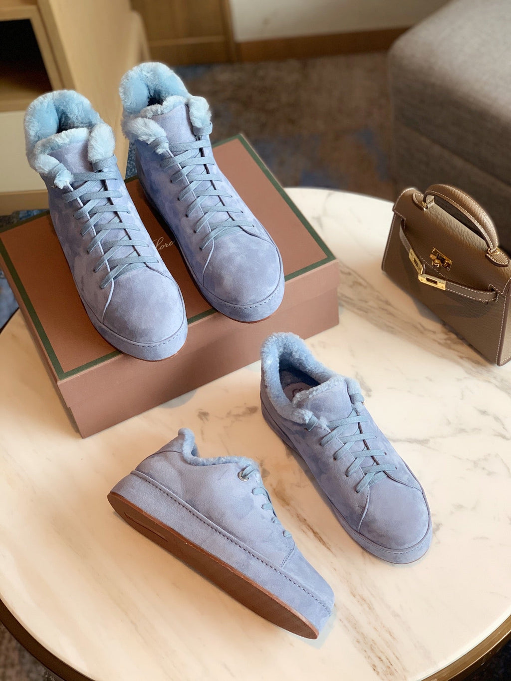 LORO PIANA WINTER NUAGES SNEAKERS SAPPHIRE LAMBSKIN