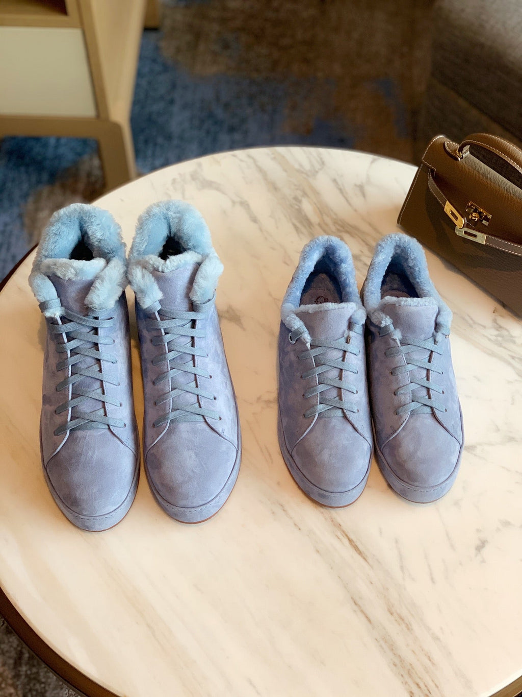 LORO PIANA WINTER NUAGES SNEAKERS SAPPHIRE LAMBSKIN