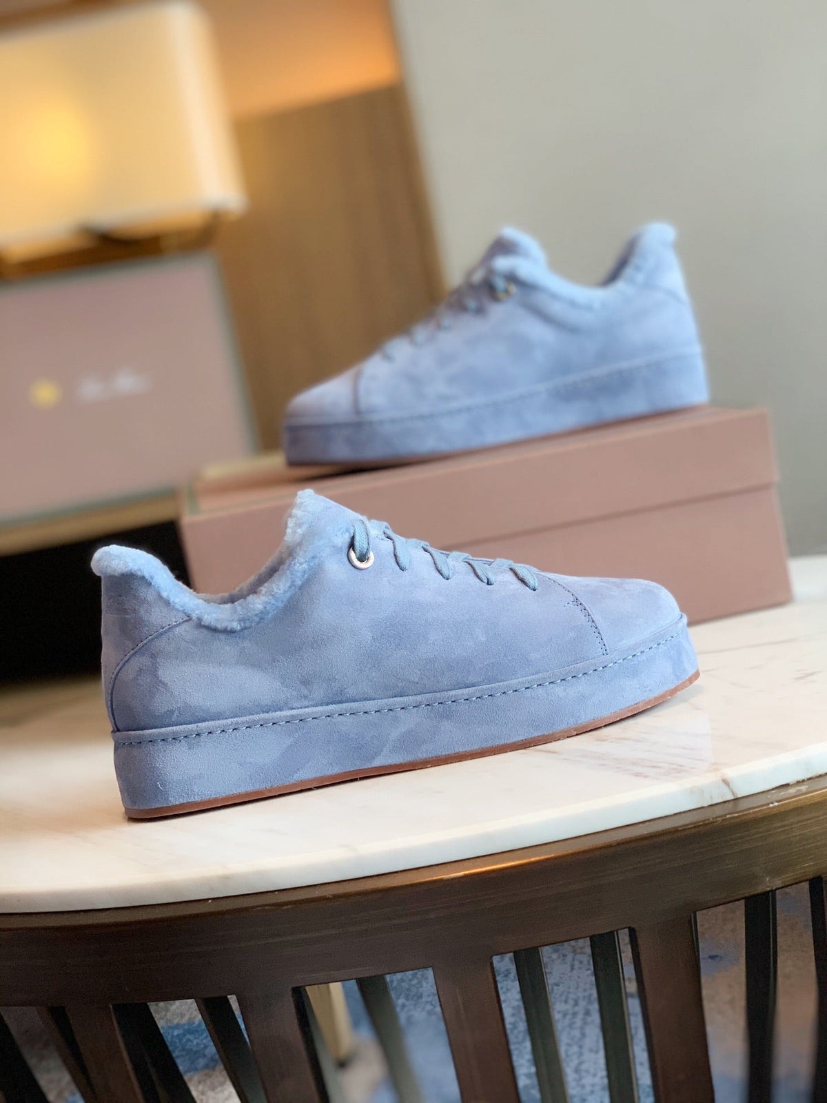 LORO PIANA WINTER NUAGES SNEAKERS SAPPHIRE LAMBSKIN