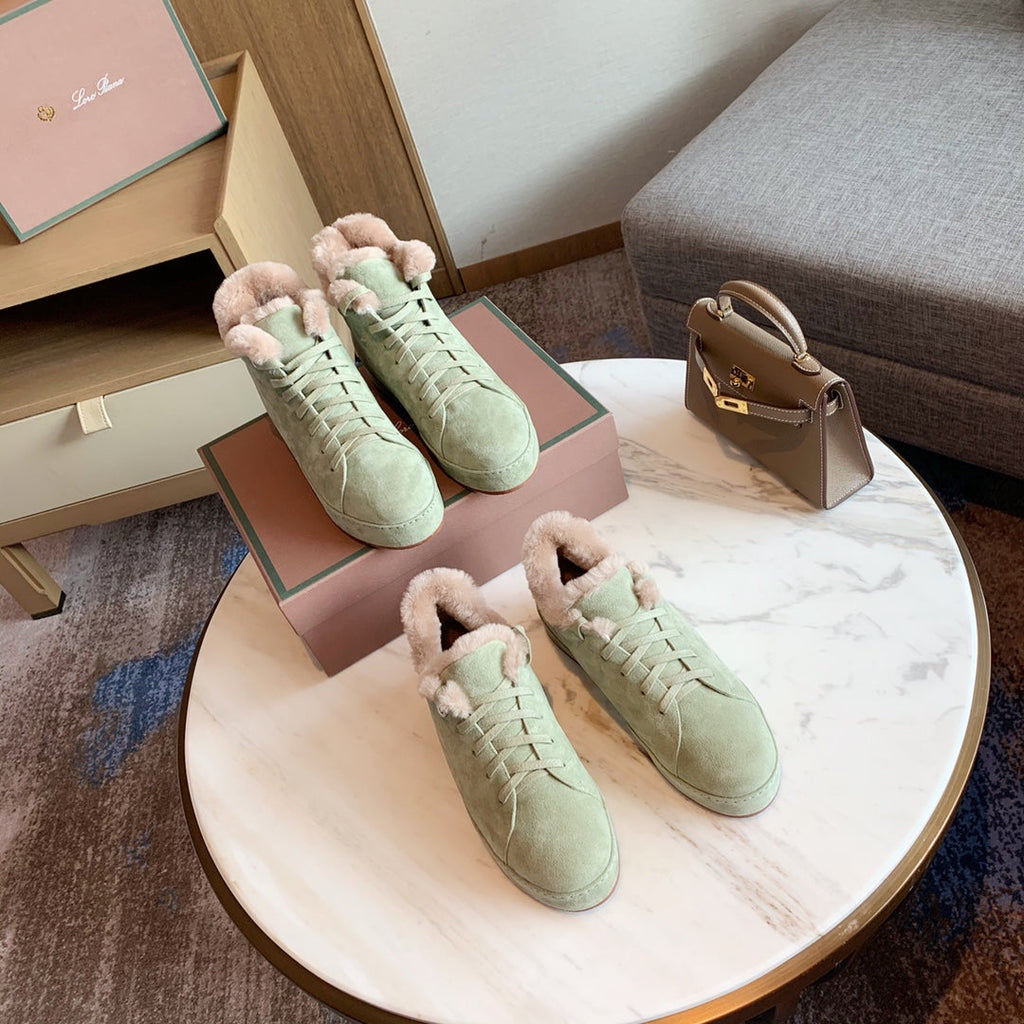 LORO PIANA WINTER NUAGES HIGH SNEAKERS MINT LAMBSKIN