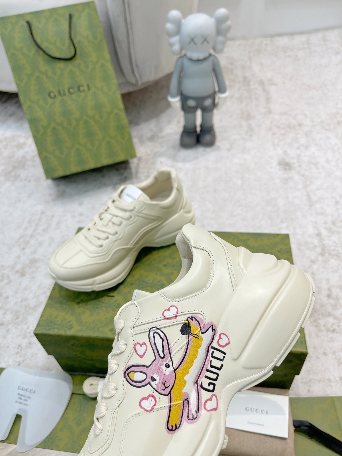 GUCCI RHYTON TRAINER WHITE LAMBSKIN WITH FOX ICON