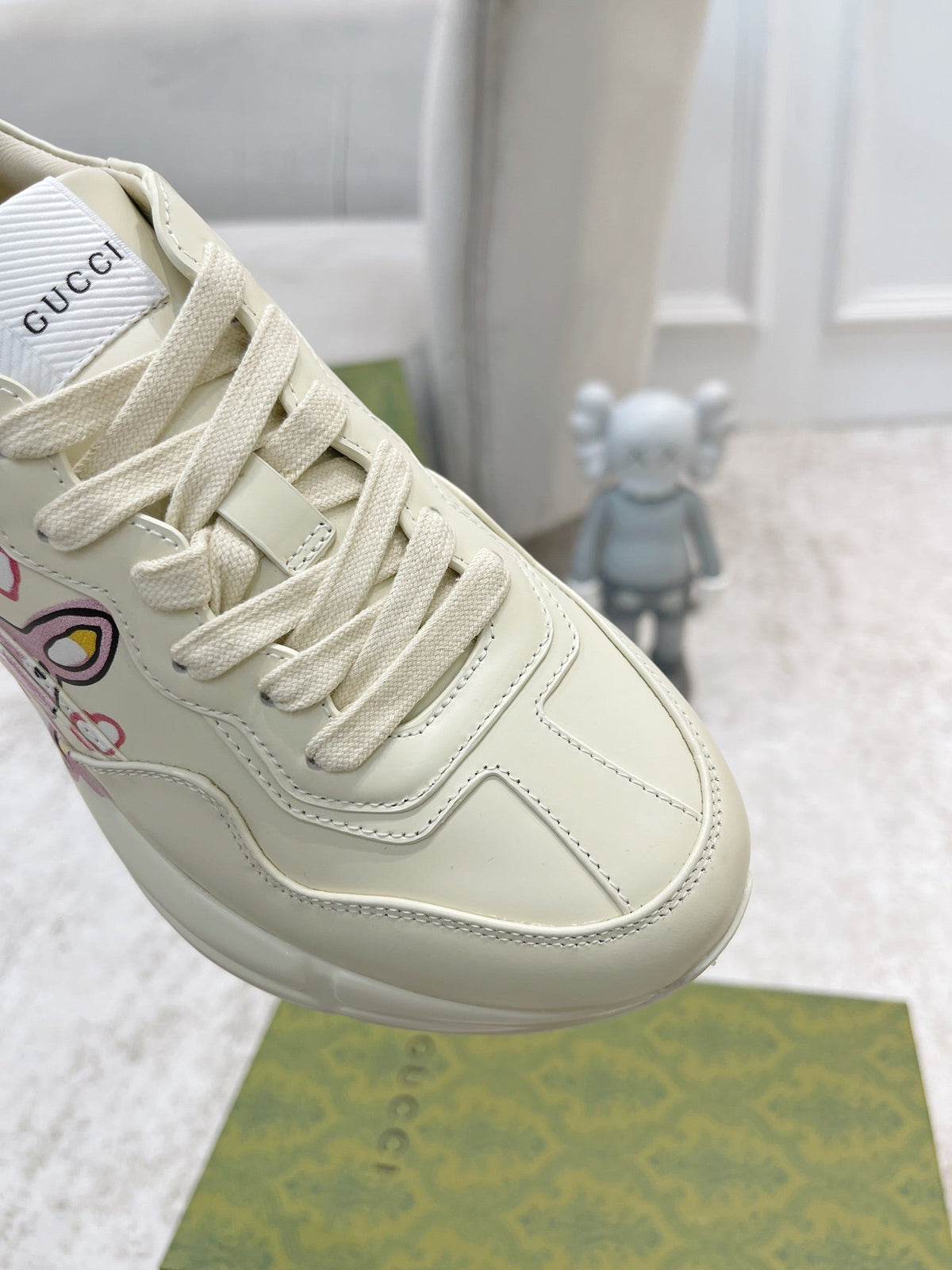 GUCCI RHYTON TRAINER WHITE LAMBSKIN WITH FOX ICON