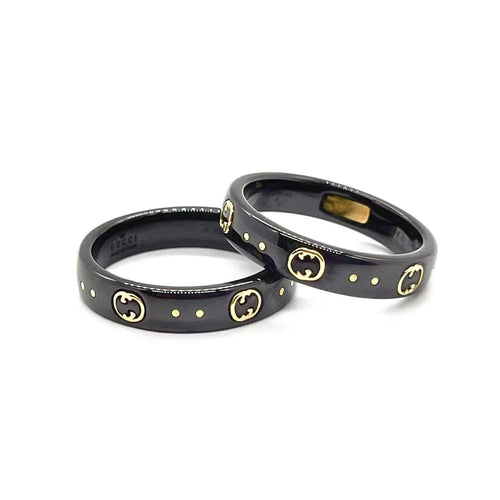18K Double Gucci Icon Black Corundum Ring