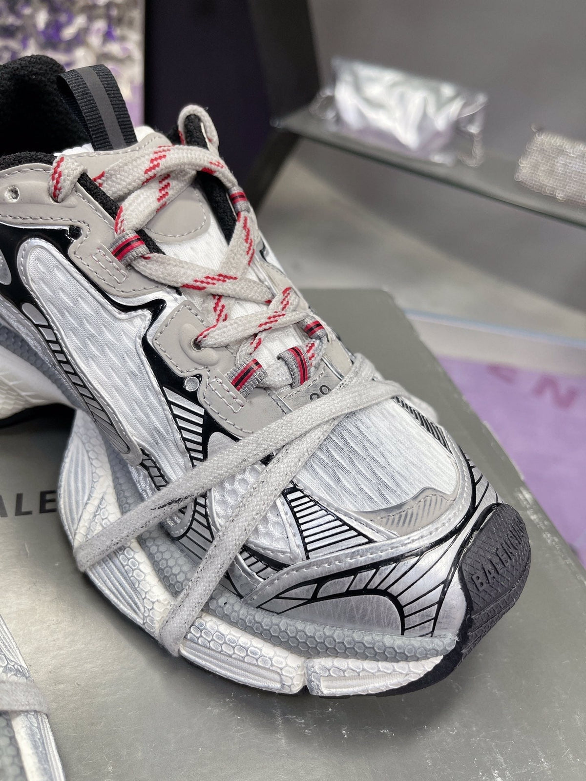 BALENCIAGA 3XL SNEAKER IN GRAY MIX WHITE MESH AND POLYURETHANE