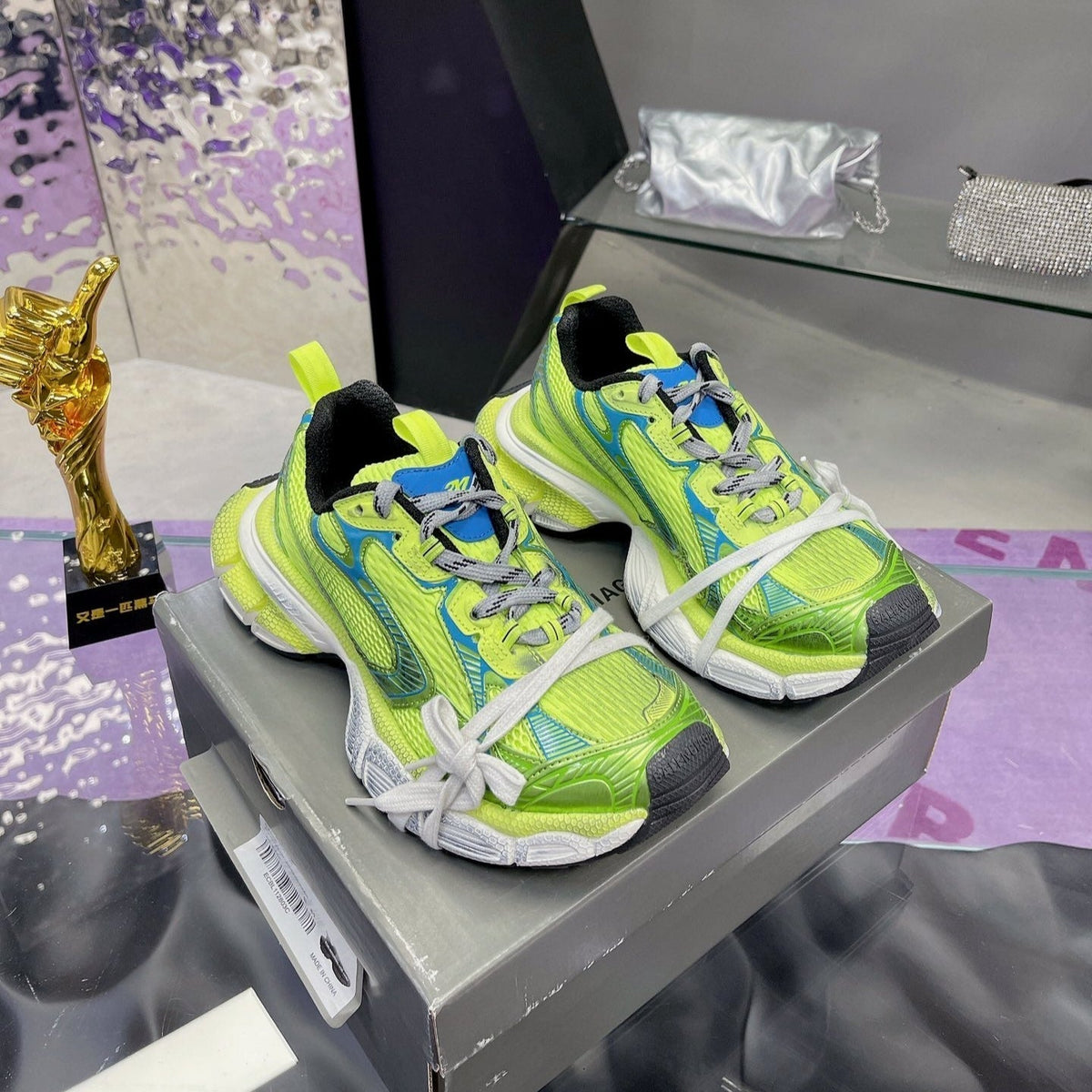 BALENCIAGA 3XL SNEAKER IN NEON GREEN MESH AND POLYURETHANE