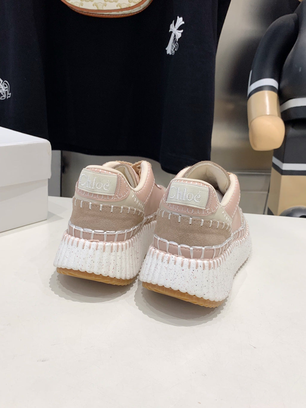 CHLOE NAMA SNEAKER 5 CM IN LIGHT PINK CALFSKIN