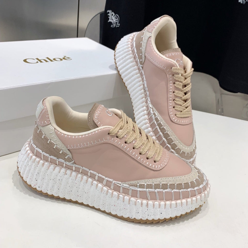 CHLOE NAMA SNEAKER 5 CM IN LIGHT PINK CALFSKIN