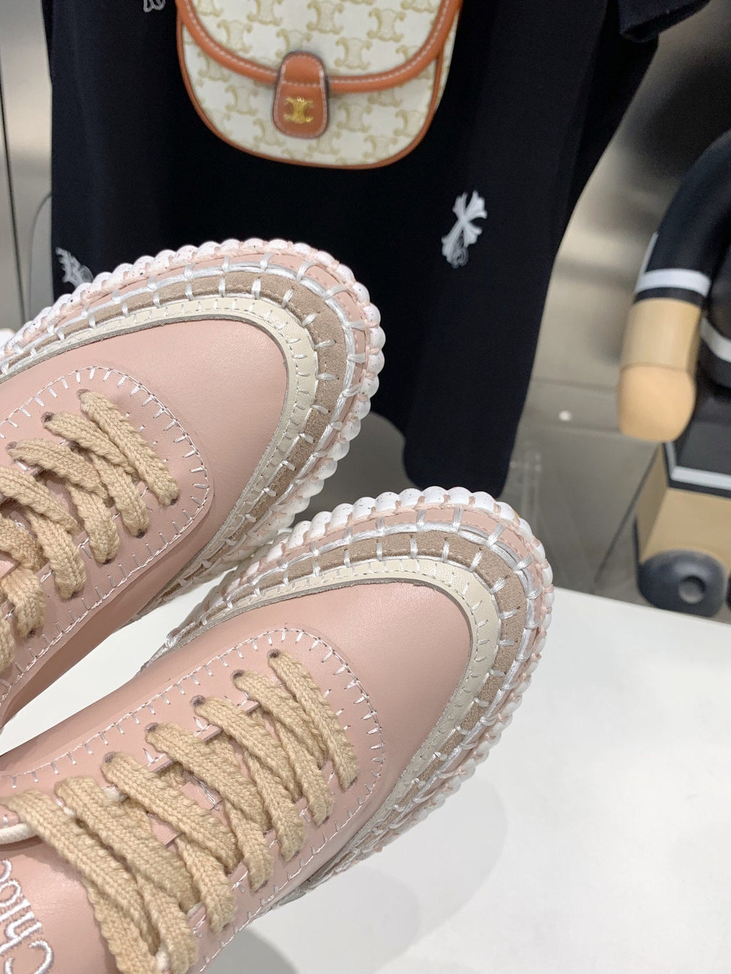 CHLOE NAMA SNEAKER 5 CM IN LIGHT PINK CALFSKIN