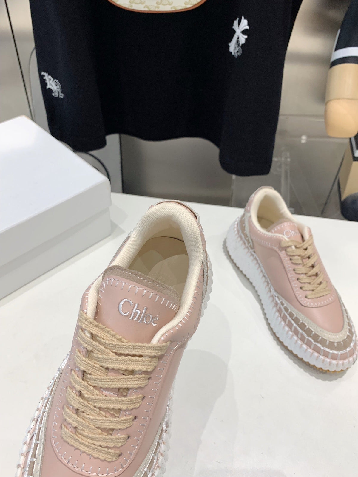 CHLOE NAMA SNEAKER 5 CM IN LIGHT PINK CALFSKIN