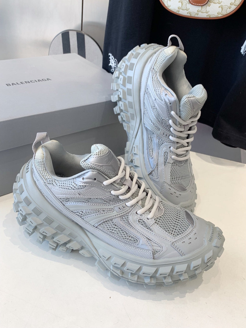 BALENCIAGA CHUNKY SNEAKERS IN BOMBAY GRAY POLYURETHANE, POLYESTER AND NYLON