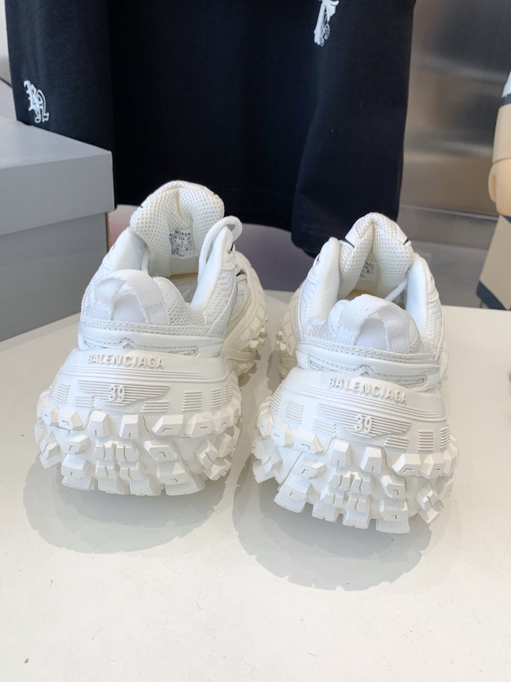 BALENCIAGA CHUNKY SNEAKERS IN WHITE MIX BLACK POLYURETHANE, POLYESTER AND NYLON