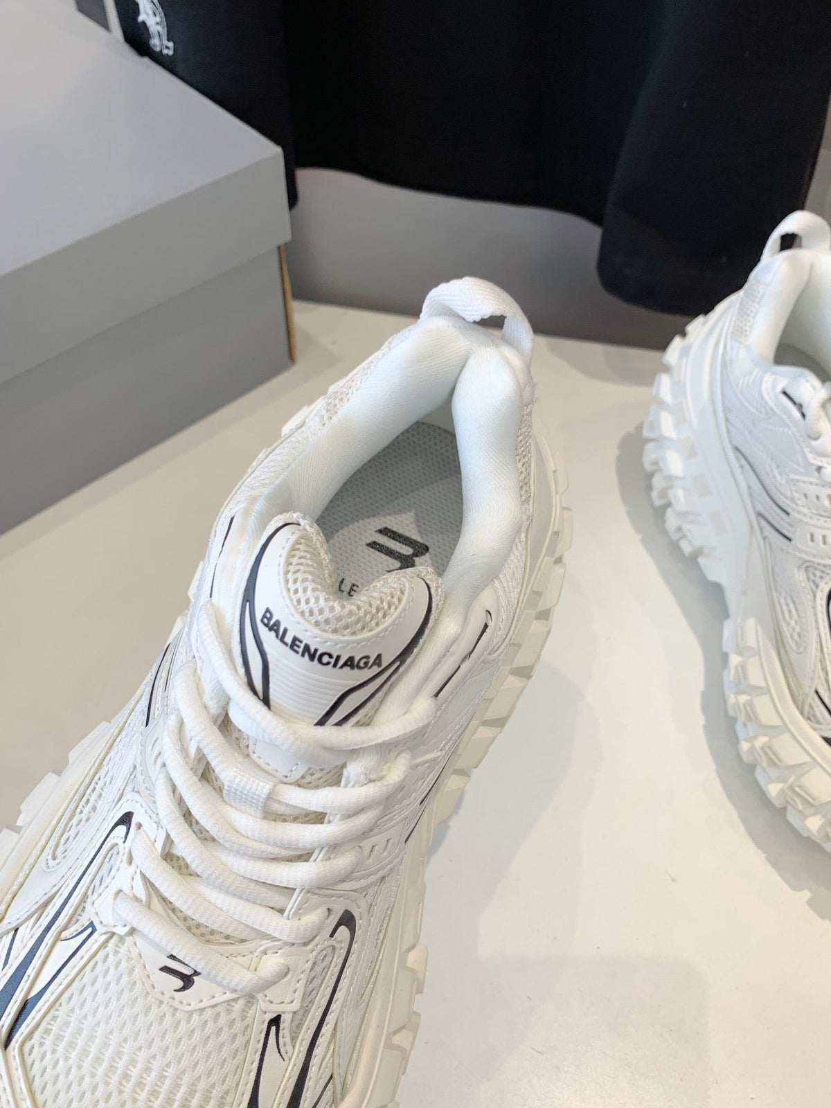 BALENCIAGA CHUNKY SNEAKERS IN WHITE MIX BLACK POLYURETHANE, POLYESTER AND NYLON