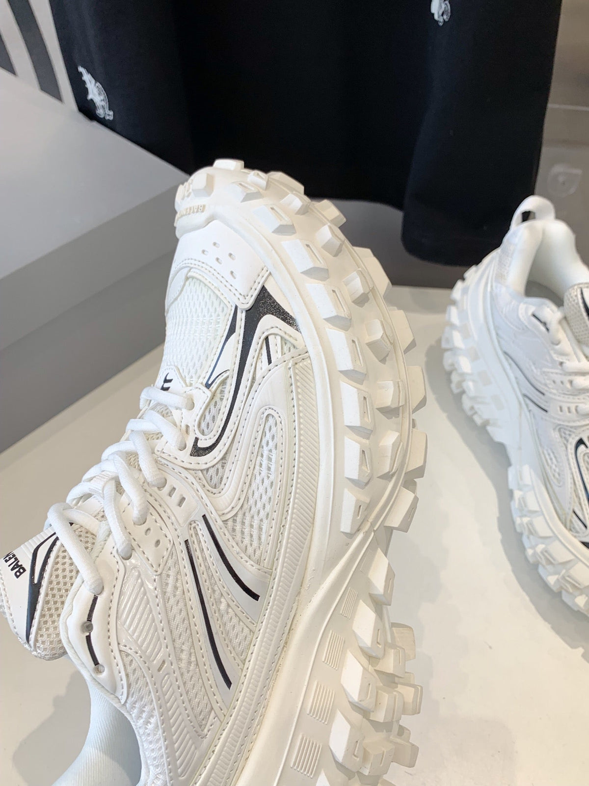 BALENCIAGA CHUNKY SNEAKERS IN WHITE MIX BLACK POLYURETHANE, POLYESTER AND NYLON