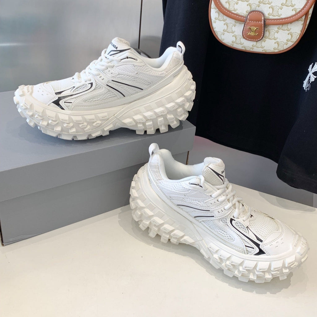 BALENCIAGA CHUNKY SNEAKERS IN WHITE MIX BLACK POLYURETHANE, POLYESTER AND NYLON