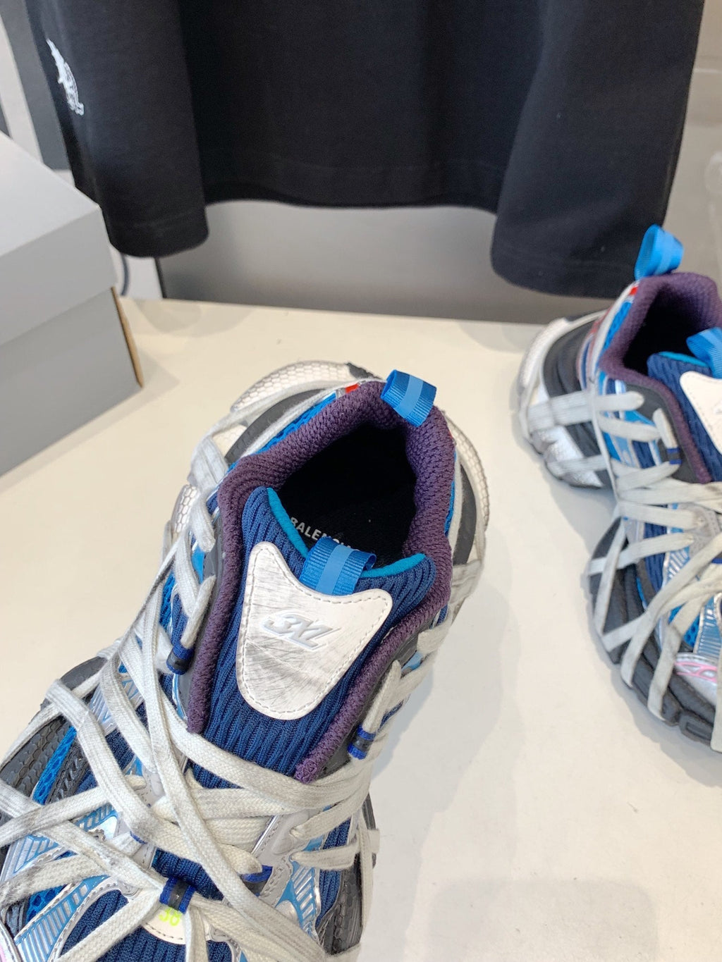 BALENCIAGA 3XL EXTREME LACE SNEAKER BLUE MIX PINK SILVER AND RED