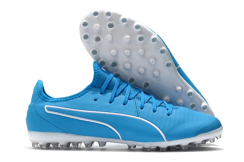 Sky Blue Leather Soccer Cleats - Hình 5