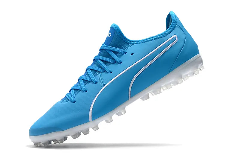 Sky Blue Leather Soccer Cleats - Hình 2
