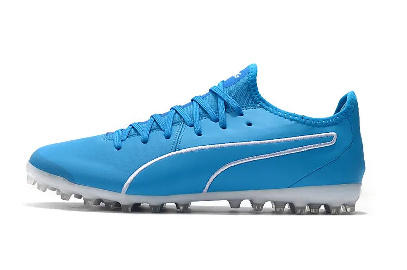 Sky Blue Leather Soccer Cleats - Hình 7