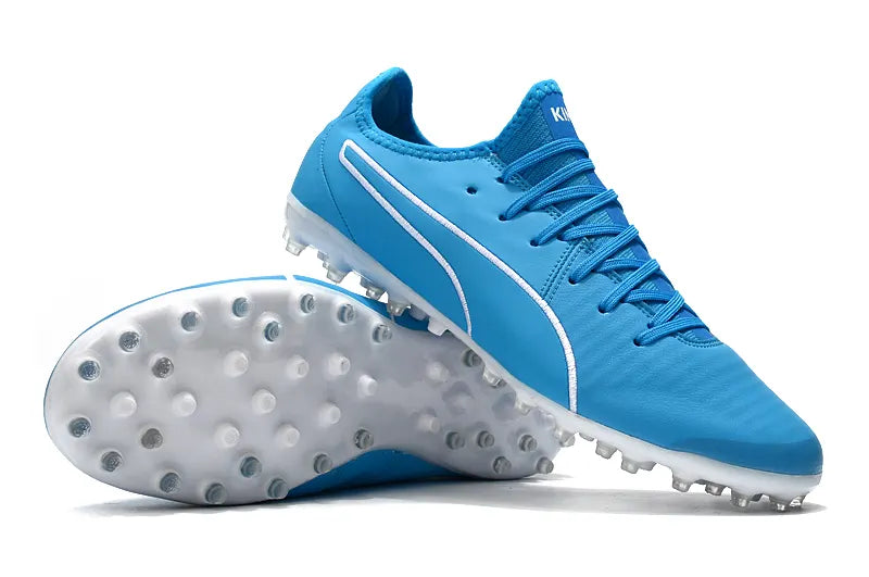 Sky Blue Leather Soccer Cleats - Hình 3