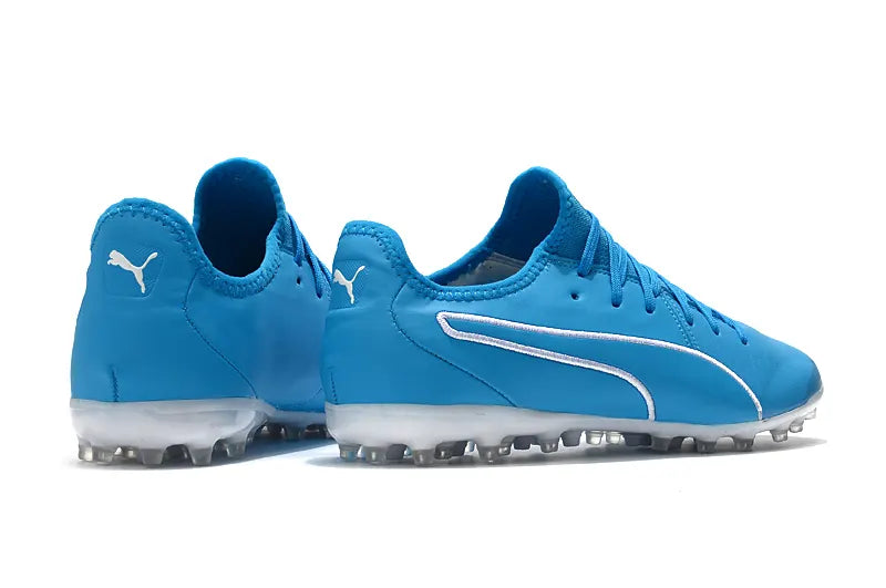 Sky Blue Leather Soccer Cleats - Hình 4