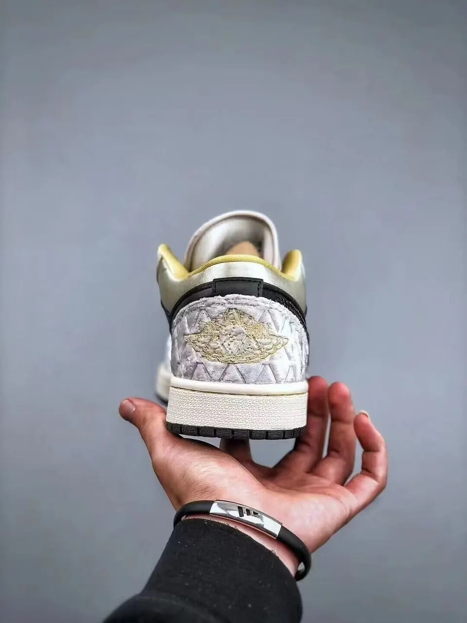rhinestone Air Jordan 1 Low White Grey - Hình 9