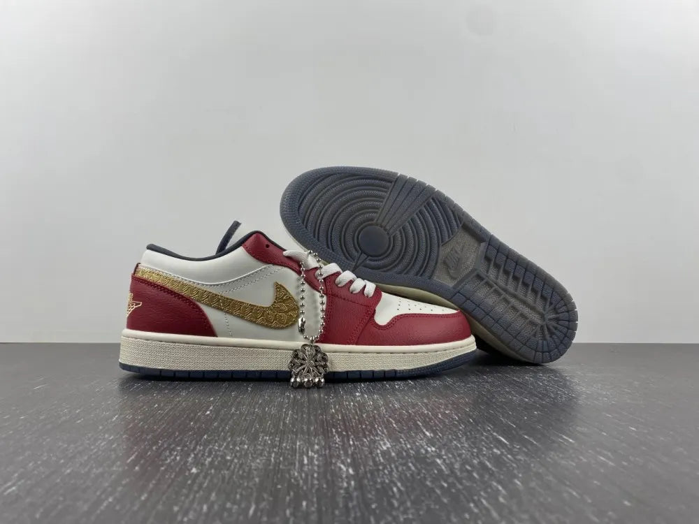 limited Air Jordan 1 Low Burgundy Gold - Hình 14