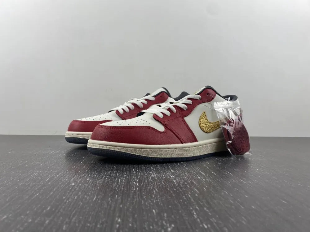 limited Air Jordan 1 Low Burgundy Gold - Hình 18
