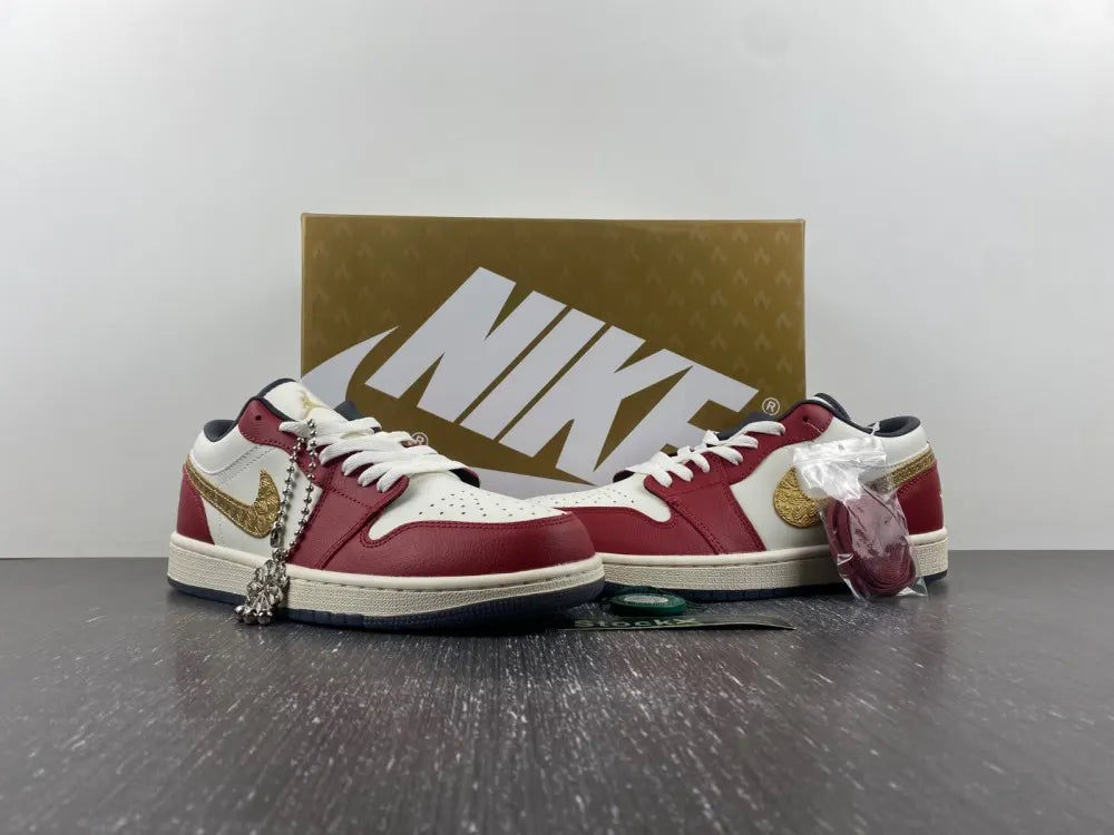 limited Air Jordan 1 Low Burgundy Gold - Hình 16