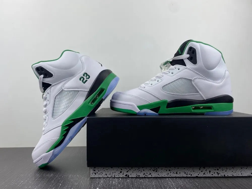 premium Air Jordan 5 White Green - Hình 4