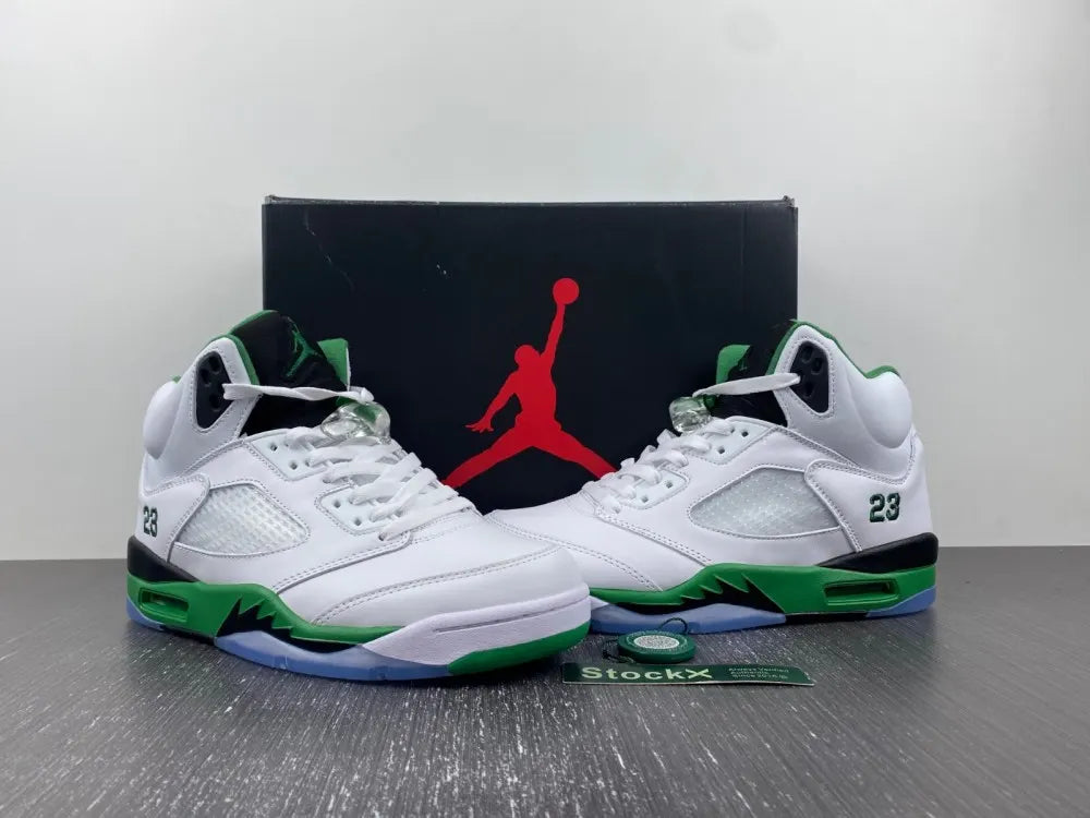premium Air Jordan 5 White Green - Hình 5