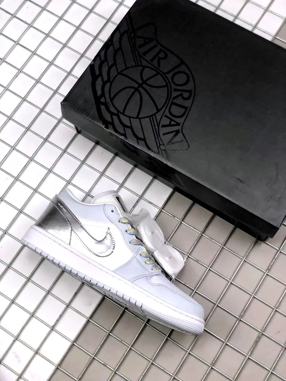 premium Air Jordan 1 Low Silver
