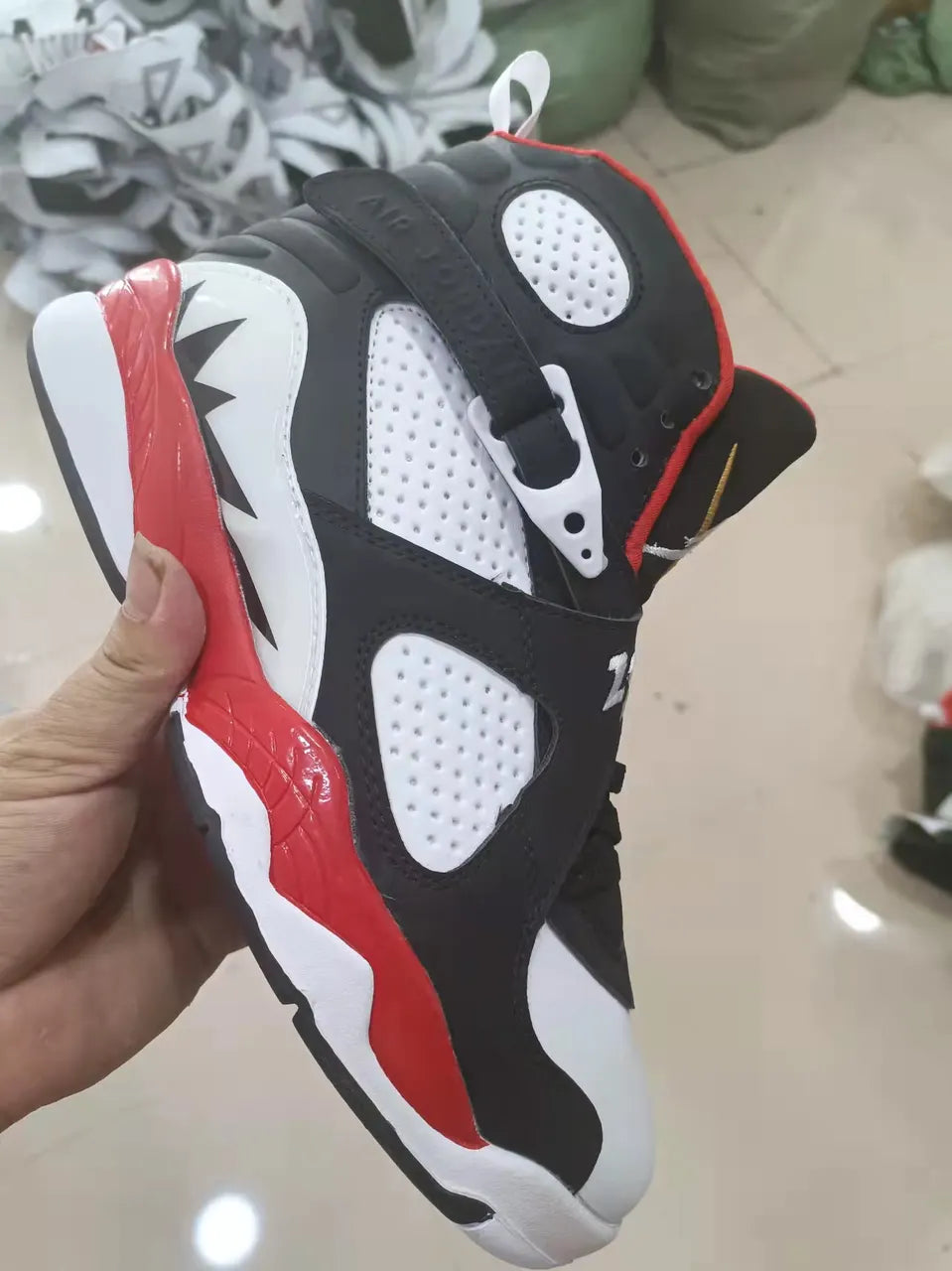 retro Air Jordan 8 White Red - Hình 3