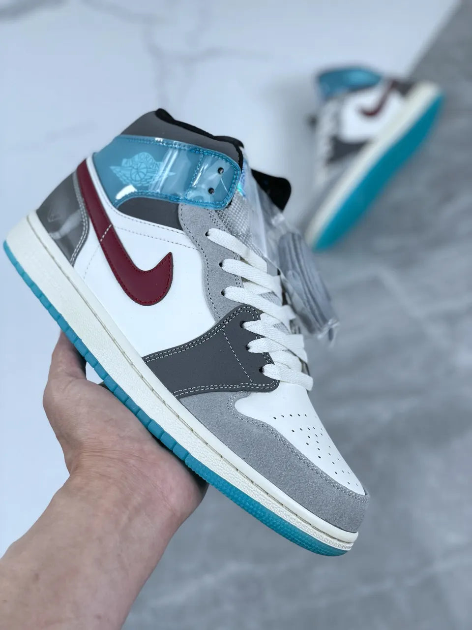 mid Air Jordan 1 Grey Blue - Hình 7