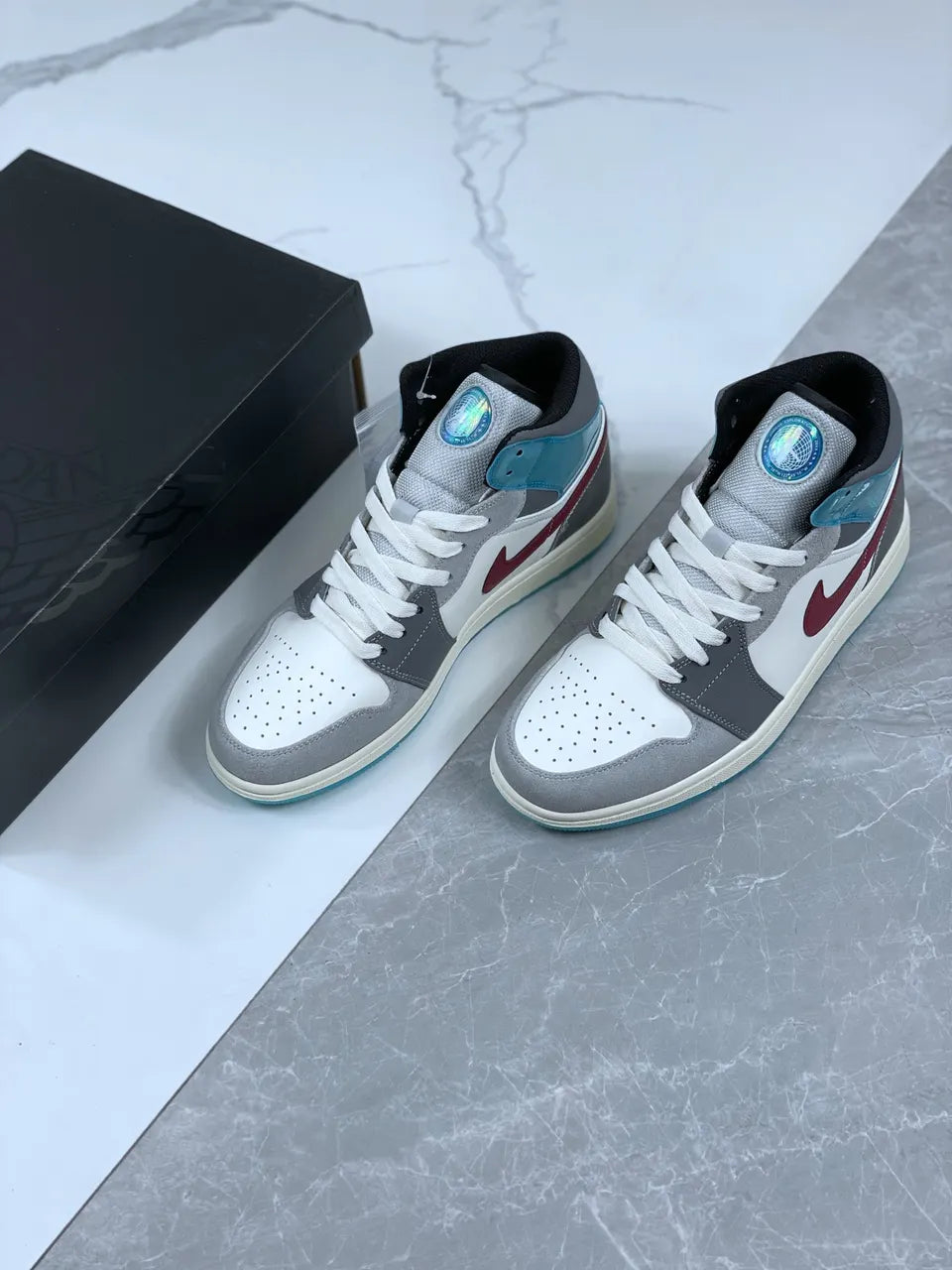 mid Air Jordan 1 Grey Blue