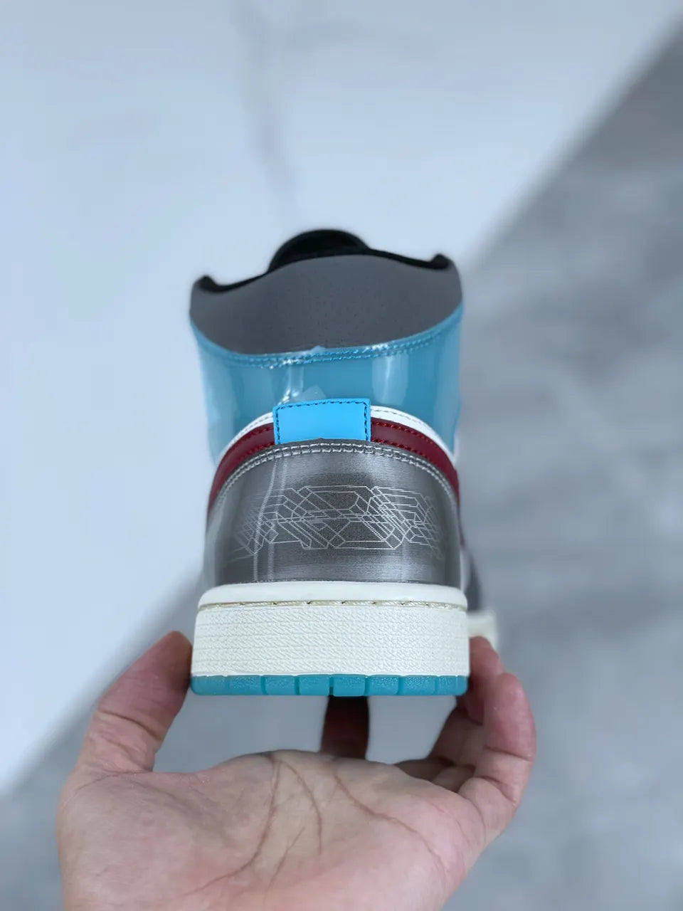 mid Air Jordan 1 Grey Blue - Hình 2