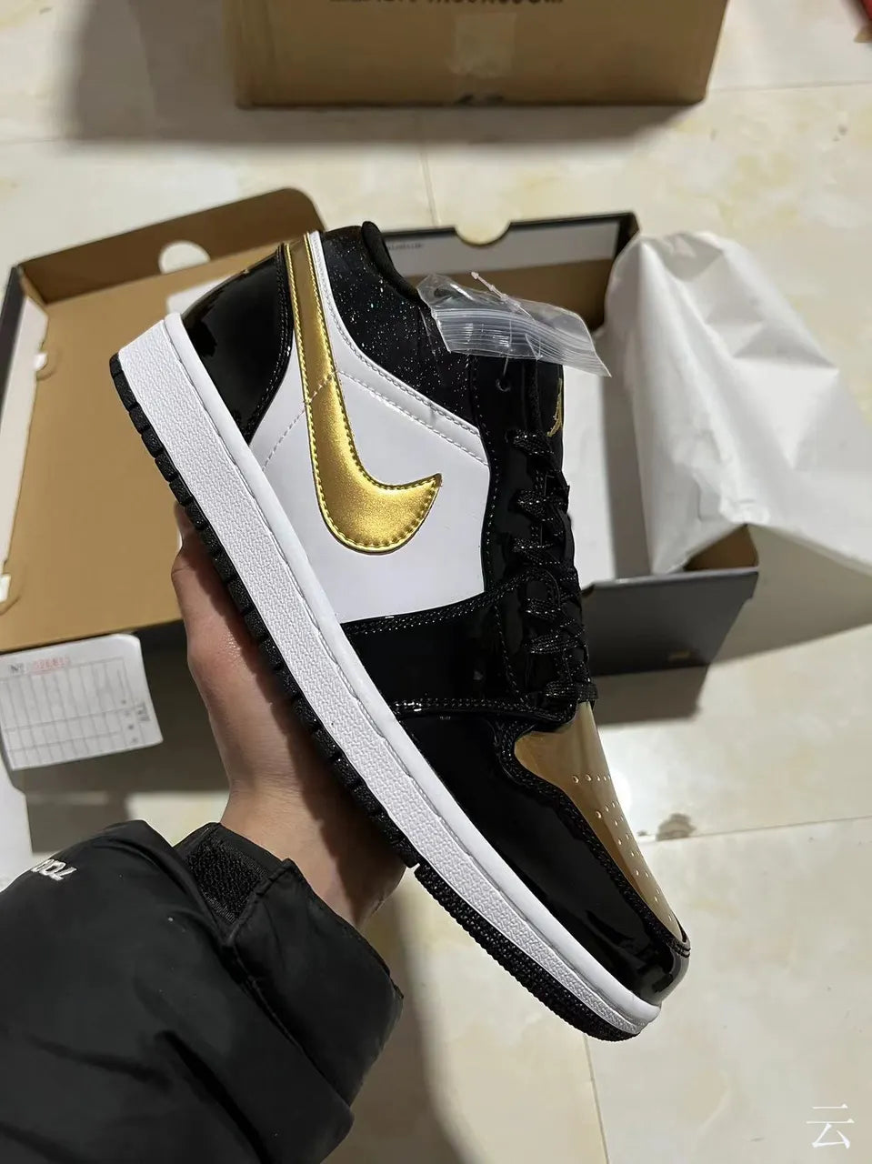 Air Jordan 1 Black Gold Patent Leather - Hình 3