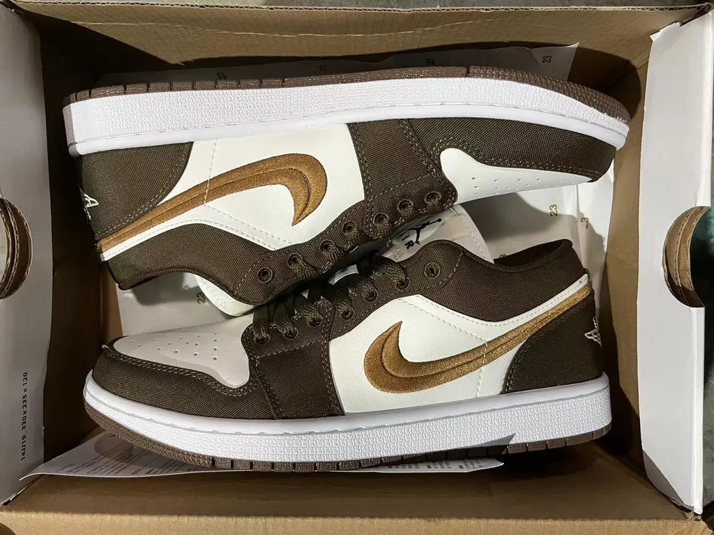 premium Air Jordan 1 Low Brown Gold