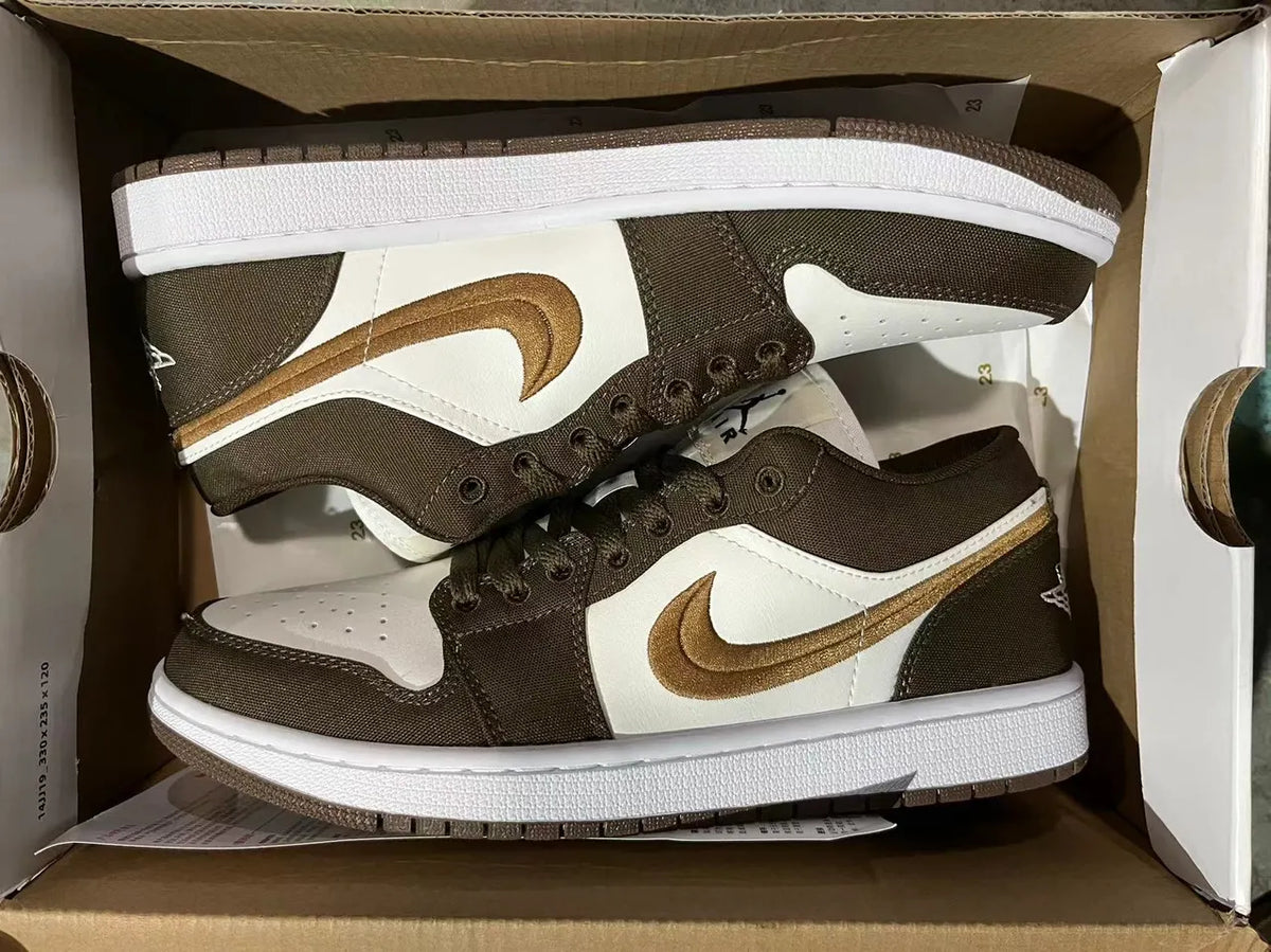 premium Air Jordan 1 Low Brown Gold