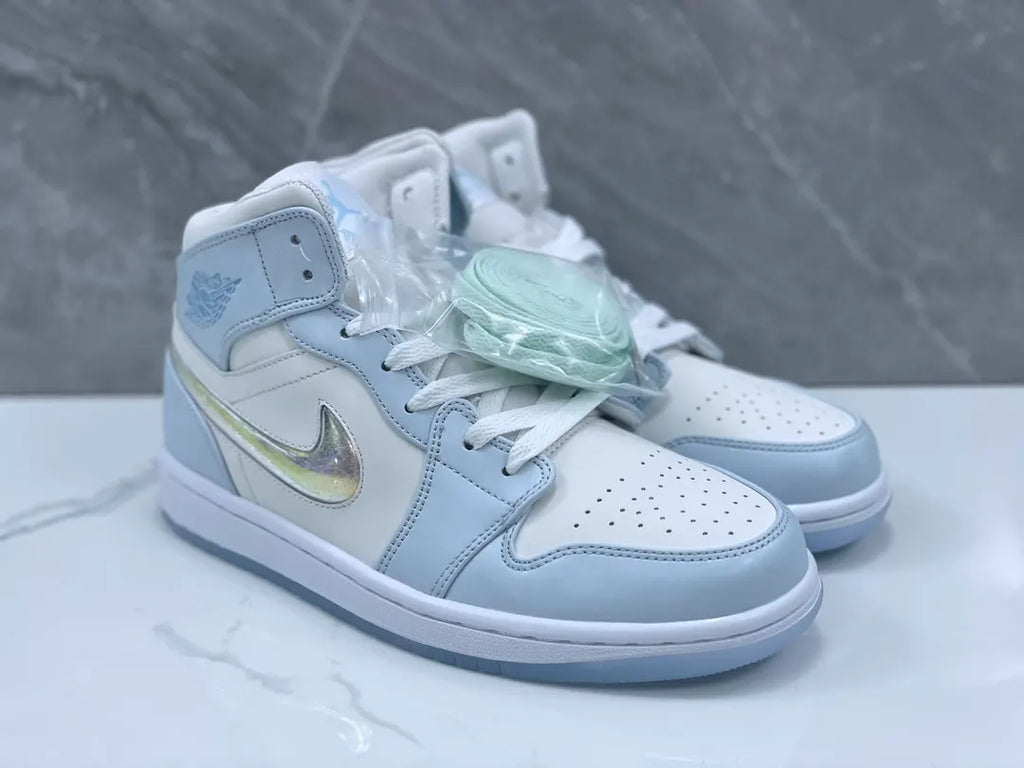 chrome Air Jordan 1 Mid Ice Blue - Hình 9