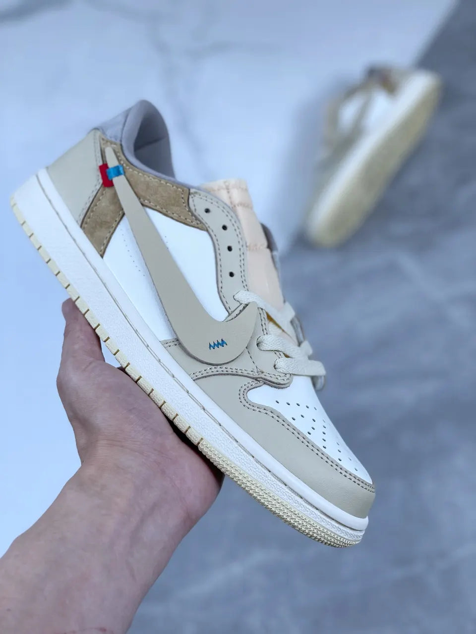 Nike AJ1 Low Grey Beige - Hình 7