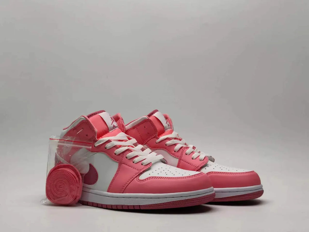 women Air Jordan 1 Mid Pink White - Hình 2