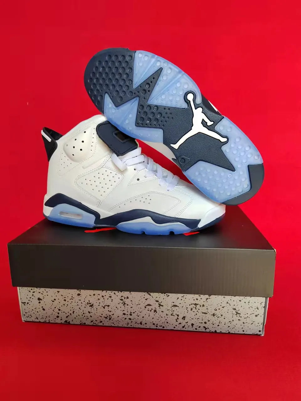 premium Air Jordan 6 White Navy - Hình 4