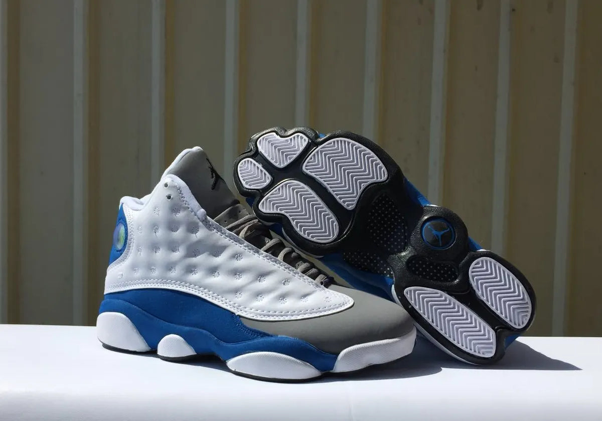 retro Air Jordan 13 White Grey Blue - Hình 5