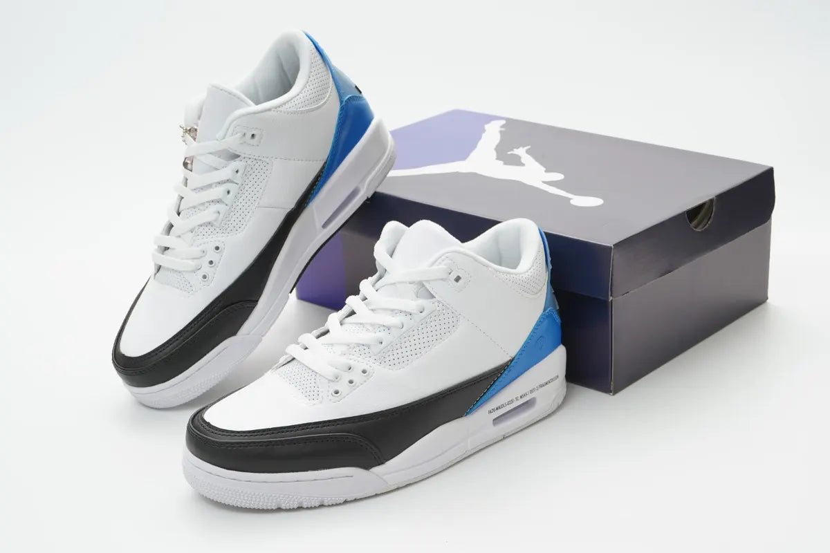 Jordan 3 Retro White Black Blue - Hình 9