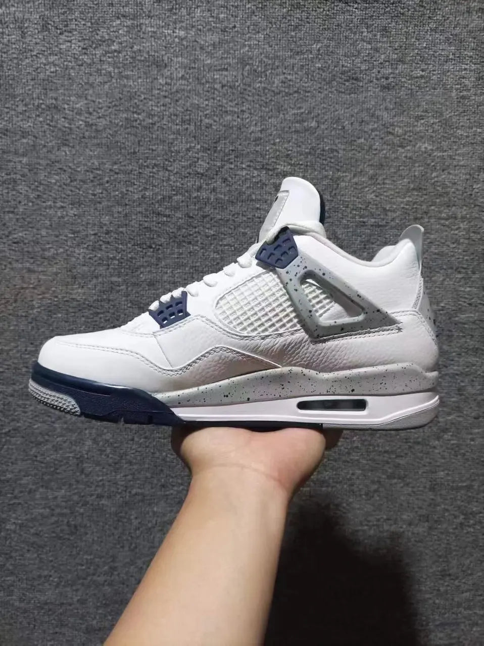 classic Air Jordan 4 Retro White Midnight Navy - Hình 4