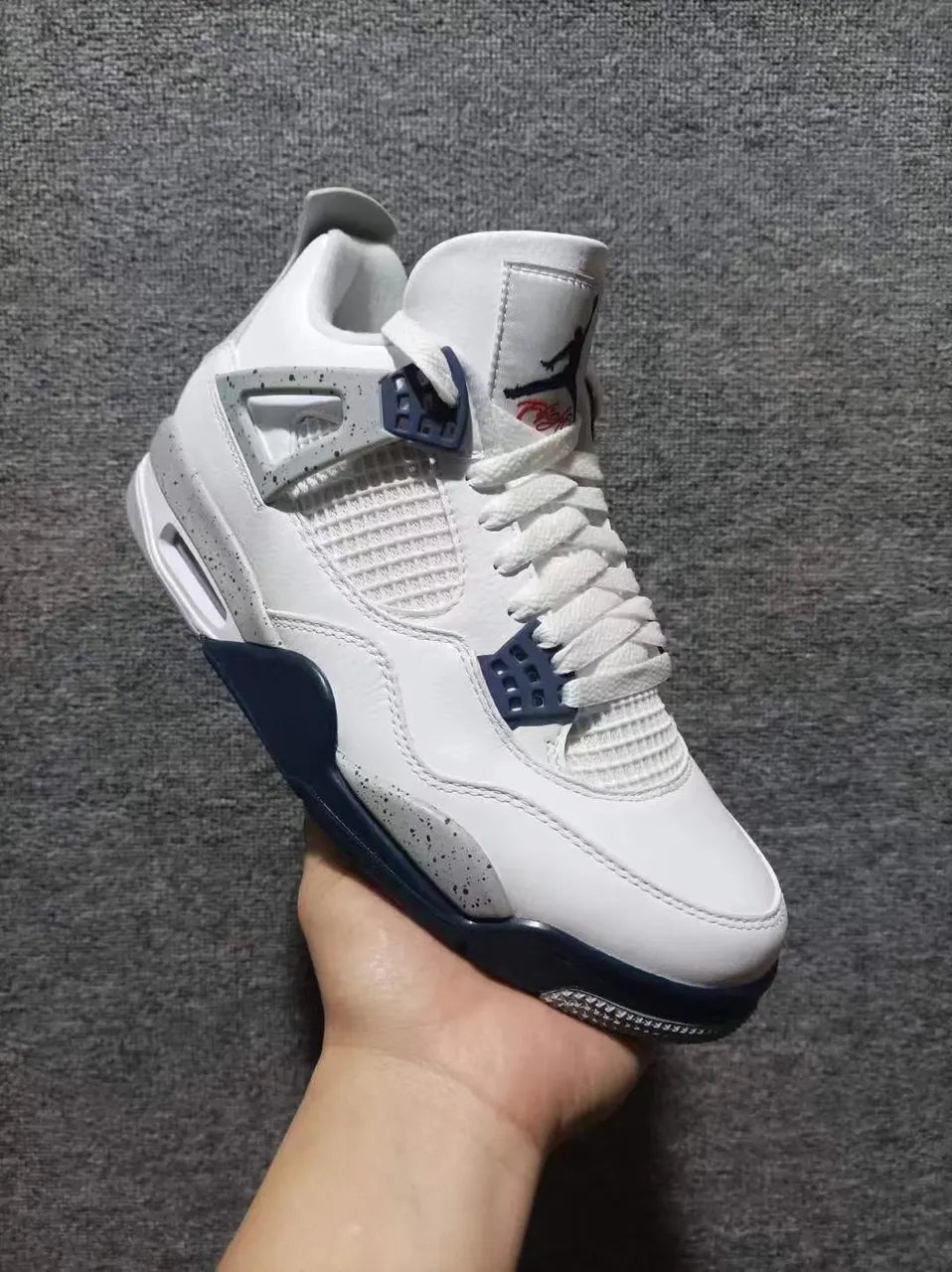 classic Air Jordan 4 Retro White Midnight Navy - Hình 2