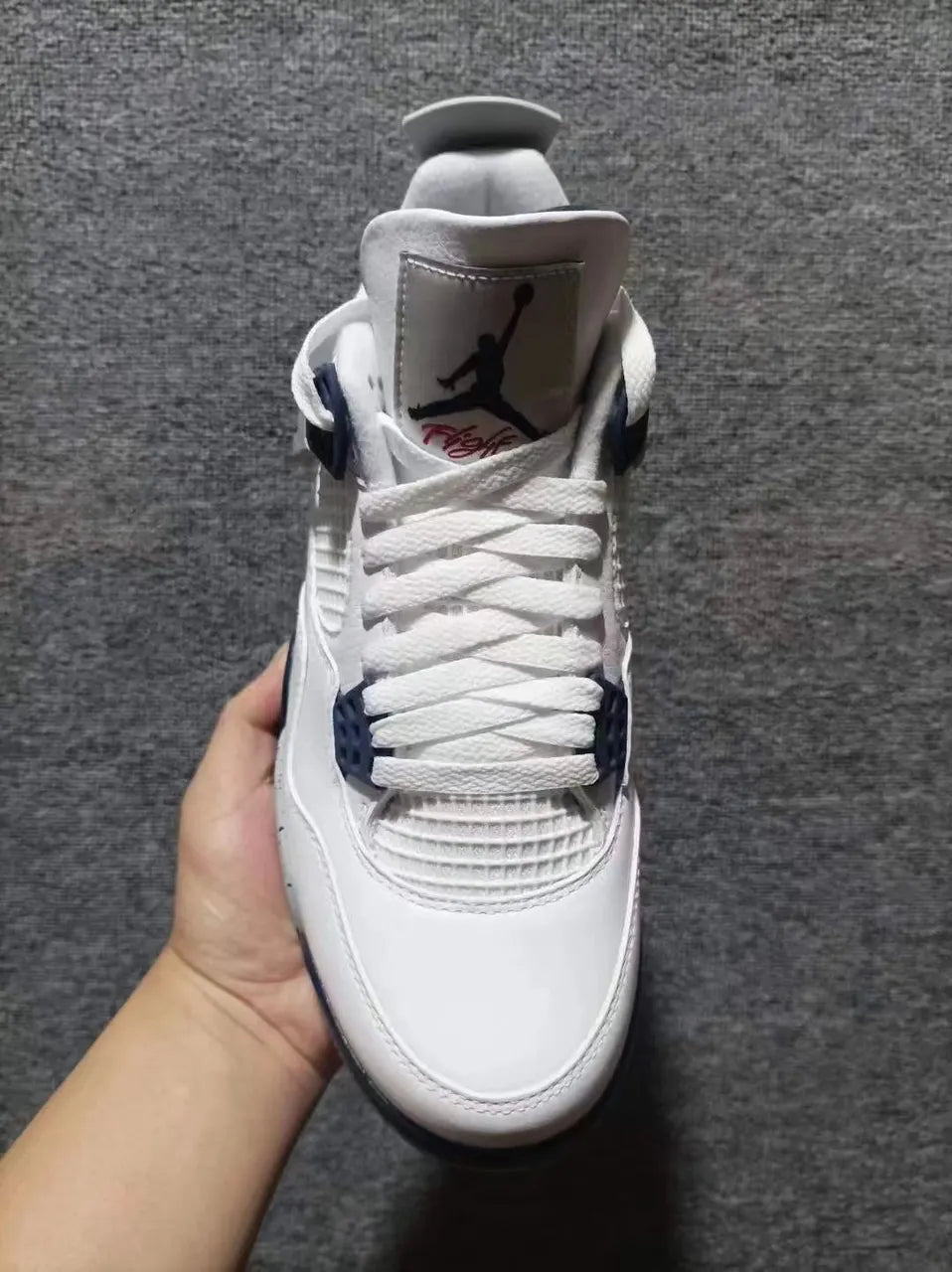classic Air Jordan 4 Retro White Midnight Navy - Hình 3